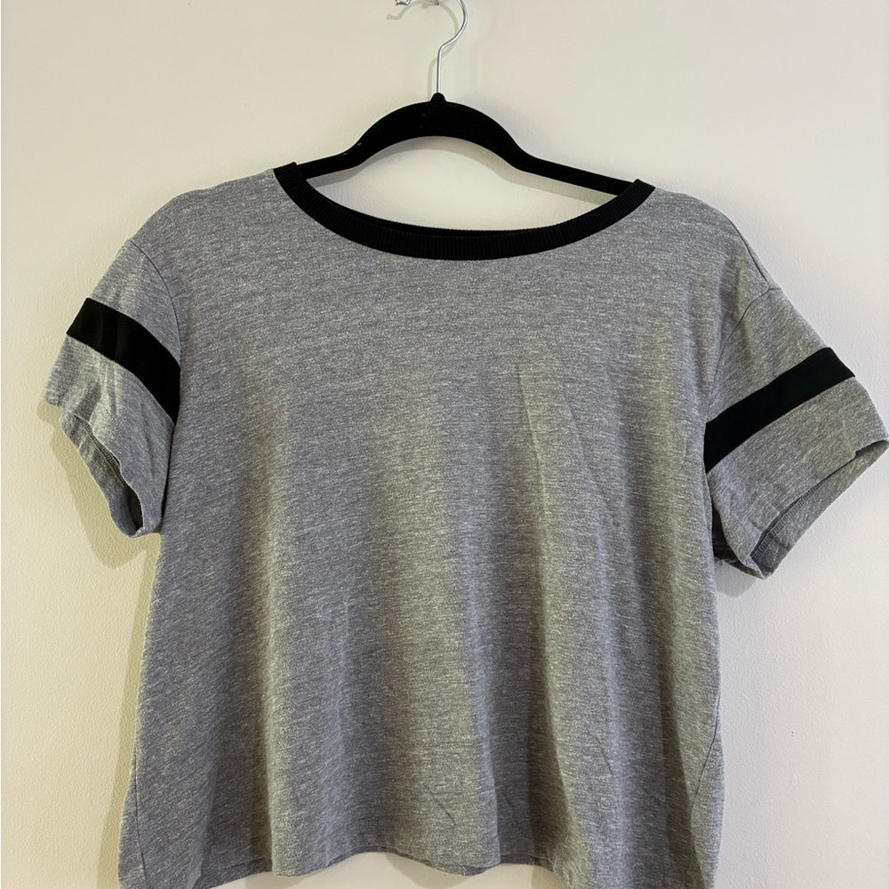 Torrid Gray Tee with Black Stripes